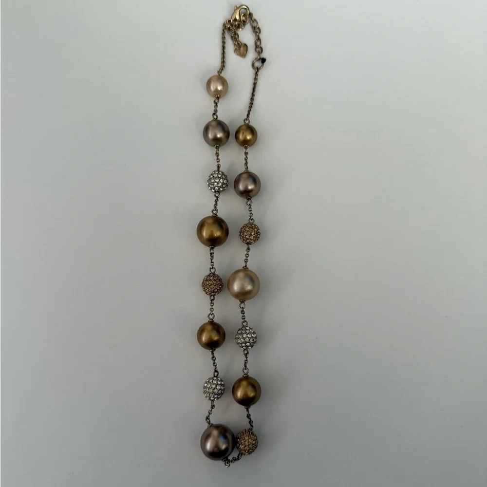 Y2K Carolee Gold-Tone Pearl & Crystal Bead Necklace